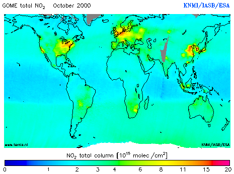 Total NO2 column of October 2000