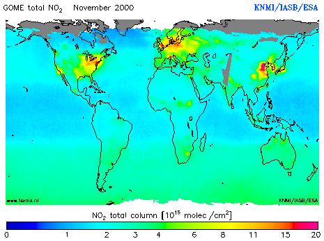 Total NO2 column of November 2000