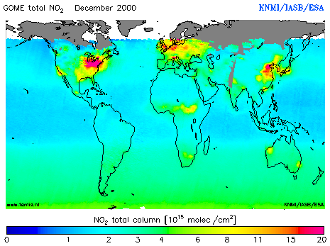 Total NO2 column of December 2000