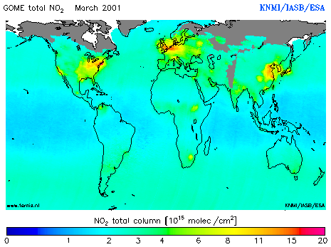 Total NO2 column of March 2001