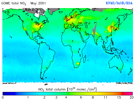 Total NO2 column of May 2001