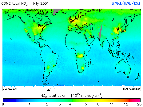 Total NO2 column of July 2001