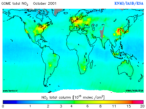 Total NO2 column of October 2001