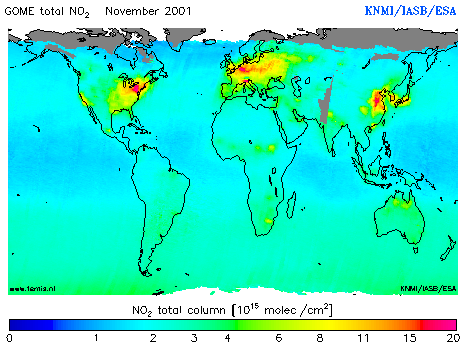 Total NO2 column of November 2001
