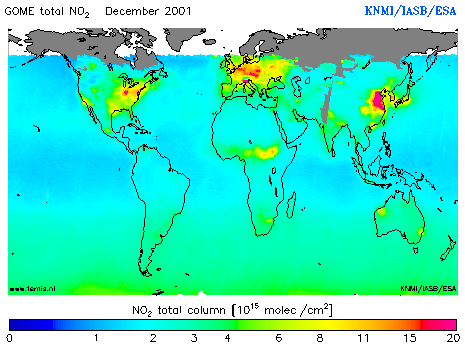 Total NO2 column of December 2001