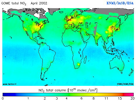 Total NO2 column of April 2002