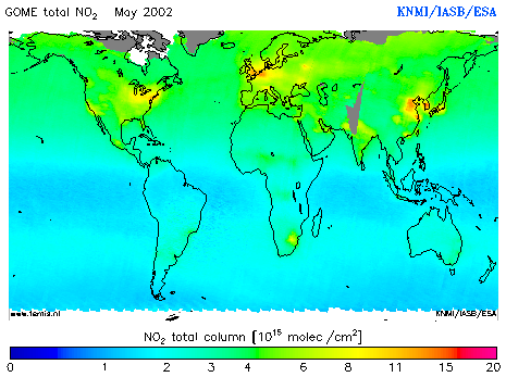 Total NO2 column of May 2002