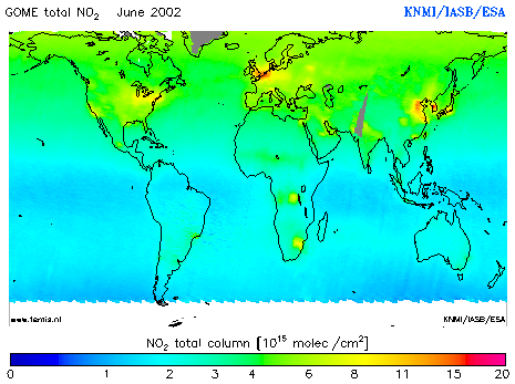 Total NO2 column of June 2002