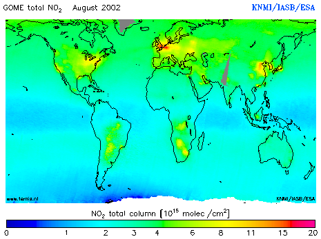 Total NO2 column of August 2002