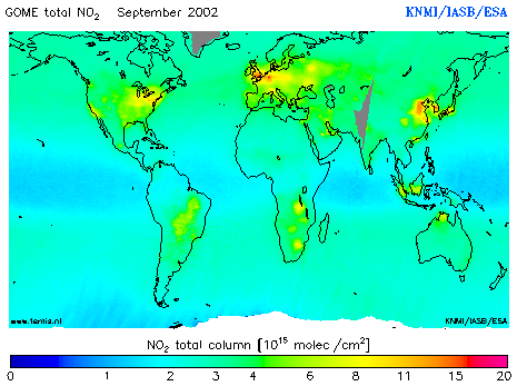 Total NO2 column of September 2002