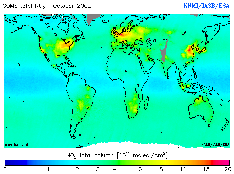Total NO2 column of October 2002