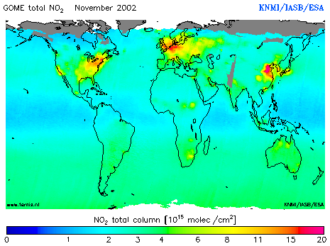 Total NO2 column of November 2002