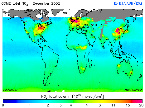 Total NO2 column of December 2002