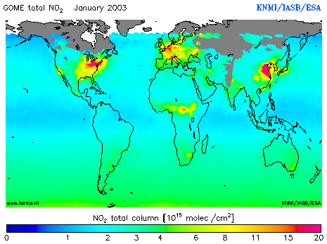 Total NO2 column of January 2003
