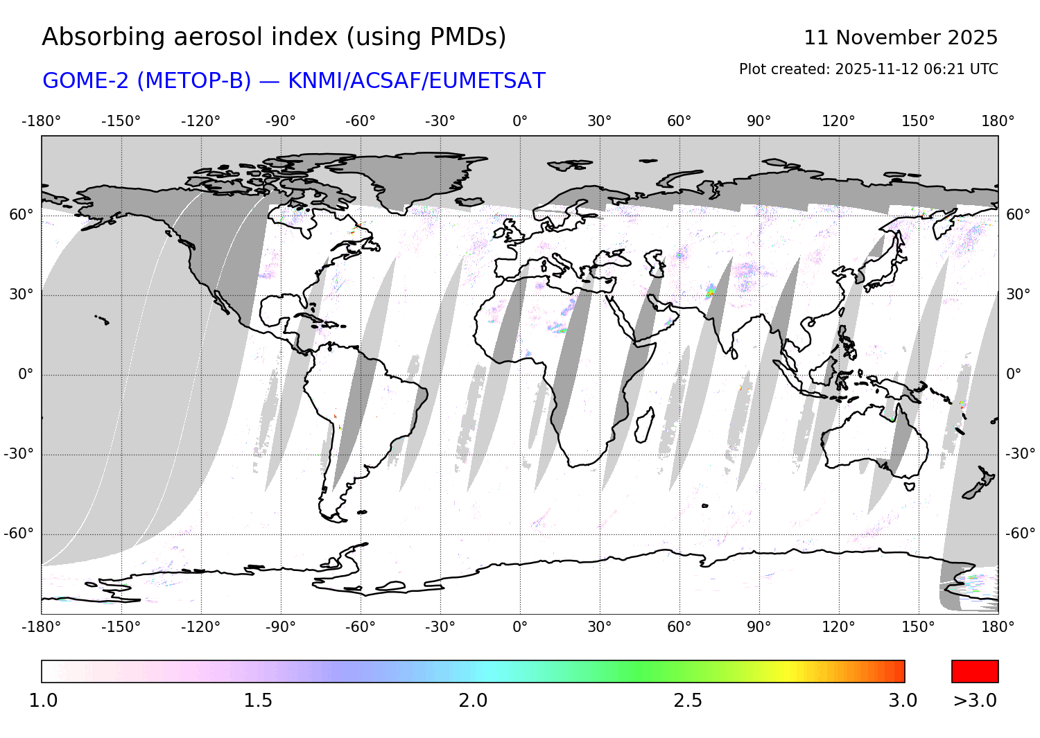 GOME-2B PMDs AAI of 11 November 2025