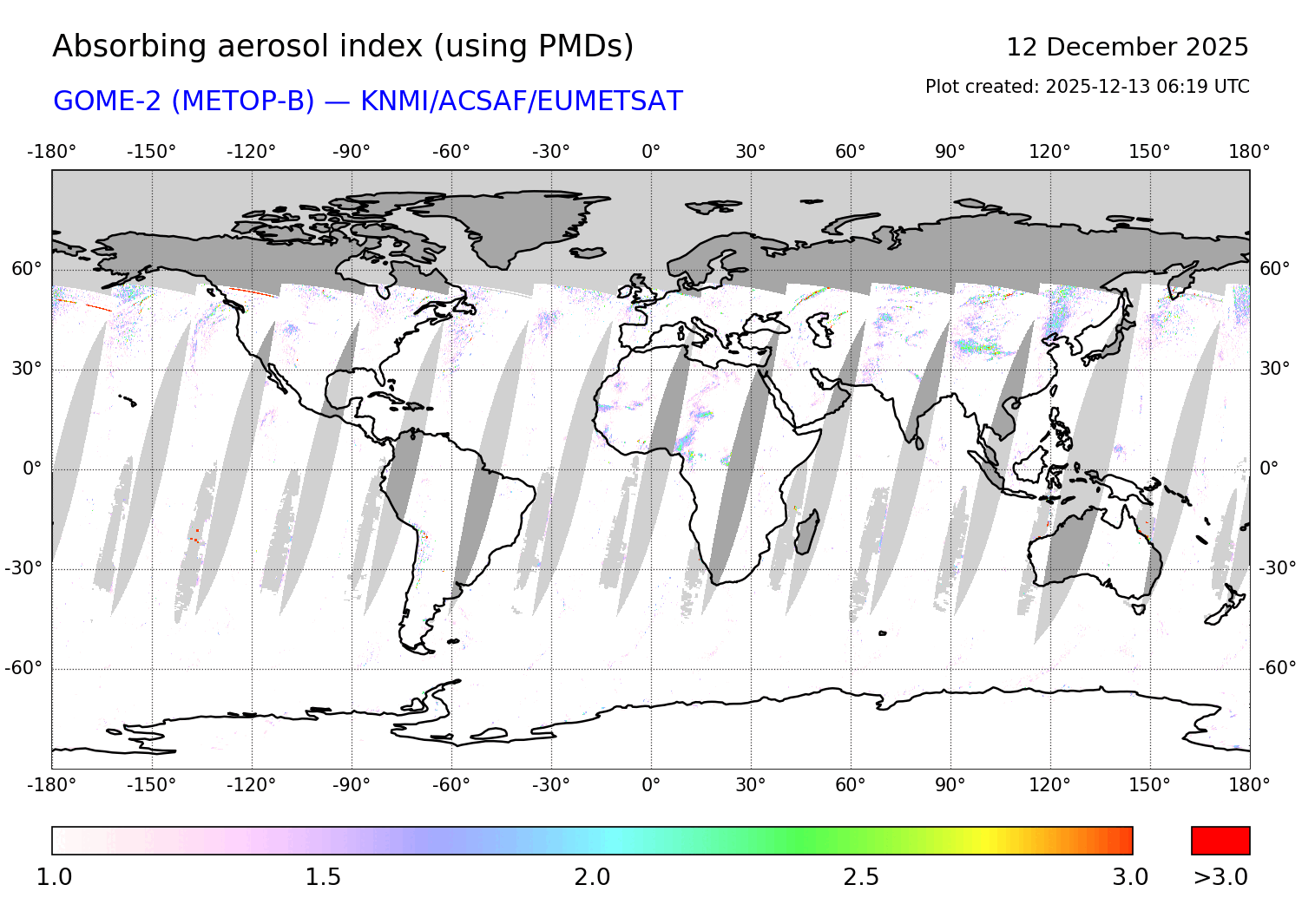 GOME-2B PMDs AAI of 12 December 2025