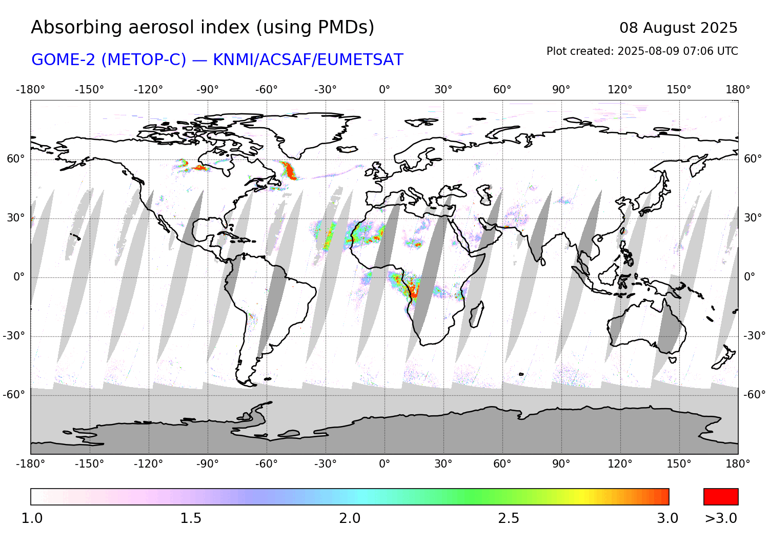 GOME-2C PMDs AAI of 08 August 2025