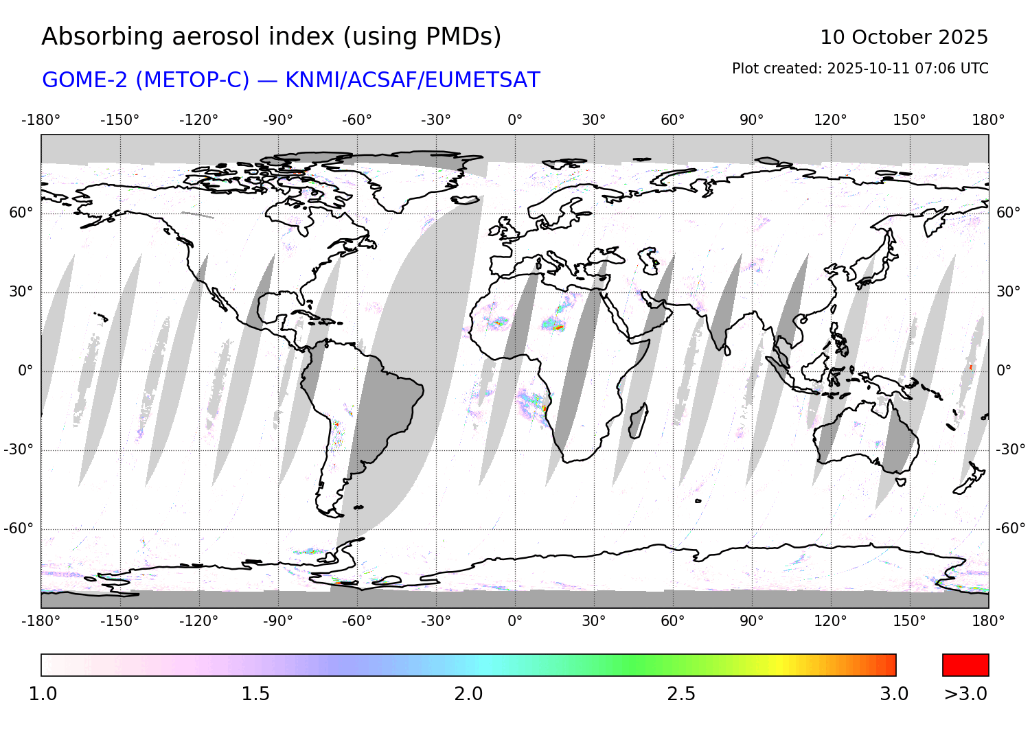 GOME-2C PMDs AAI of 10 October 2025
