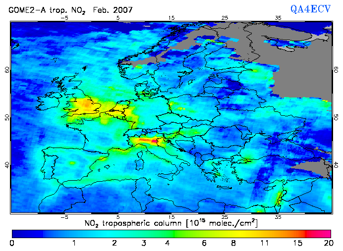 Regional Tropospheric NO2 of February 2007