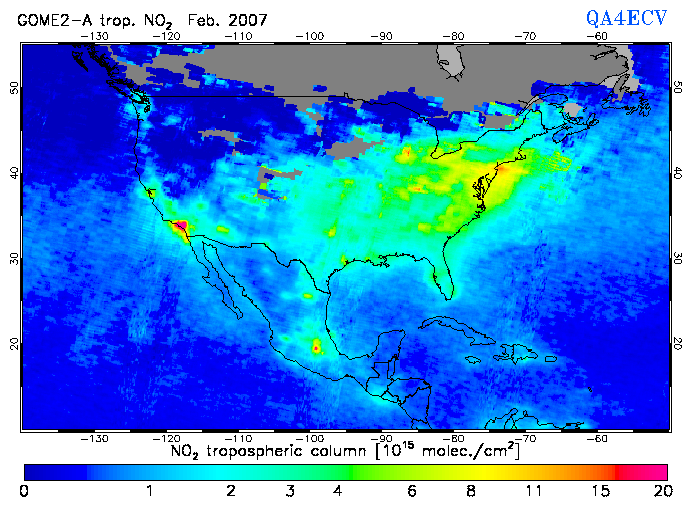 Regional Tropospheric NO2 of February 2007