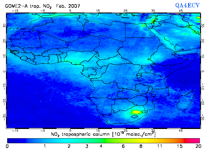 Regional Tropospheric NO2 of February 2007