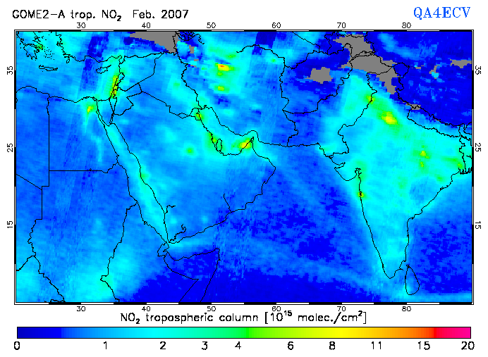 Regional Tropospheric NO2 of February 2007