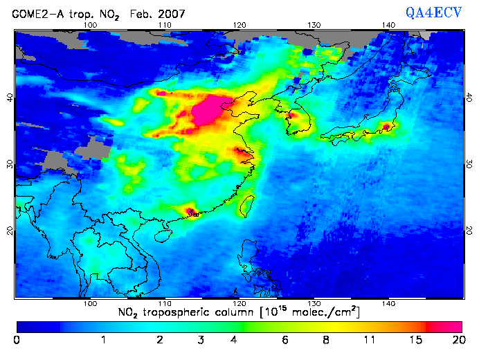 Regional Tropospheric NO2 of February 2007