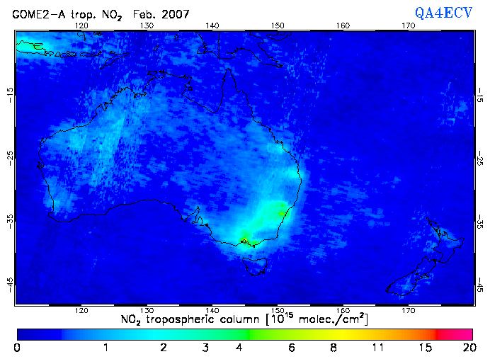 Regional Tropospheric NO2 of February 2007