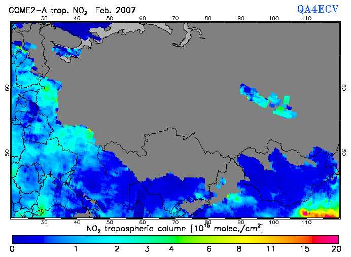 Regional Tropospheric NO2 of February 2007