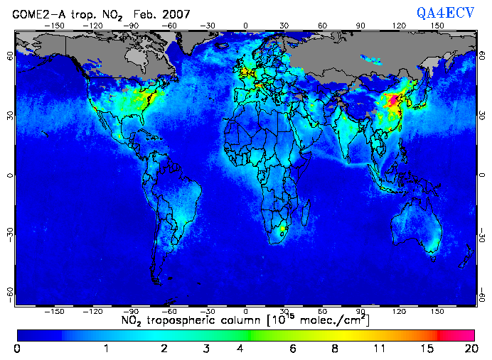 Regional Tropospheric NO2 of February 2007