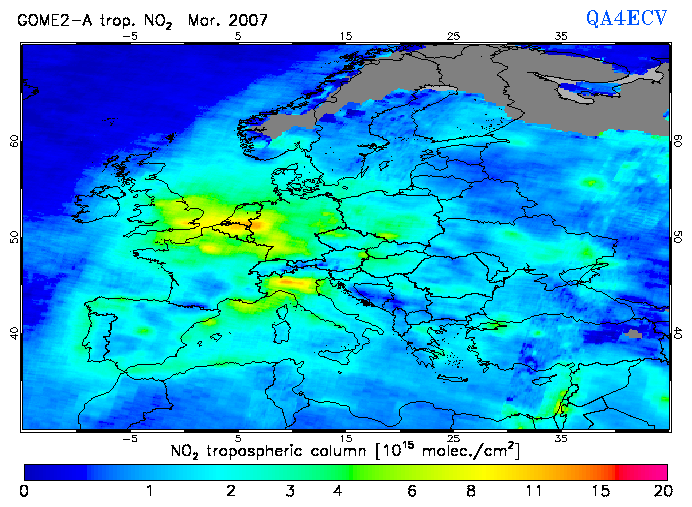 Regional Tropospheric NO2 of March 2007