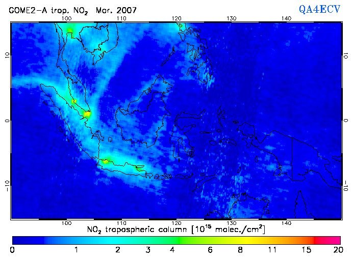Regional Tropospheric NO2 of March 2007