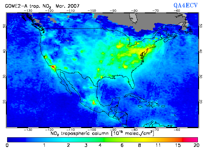 Regional Tropospheric NO2 of March 2007
