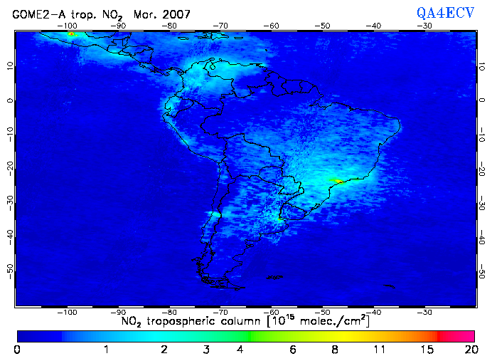 Regional Tropospheric NO2 of March 2007
