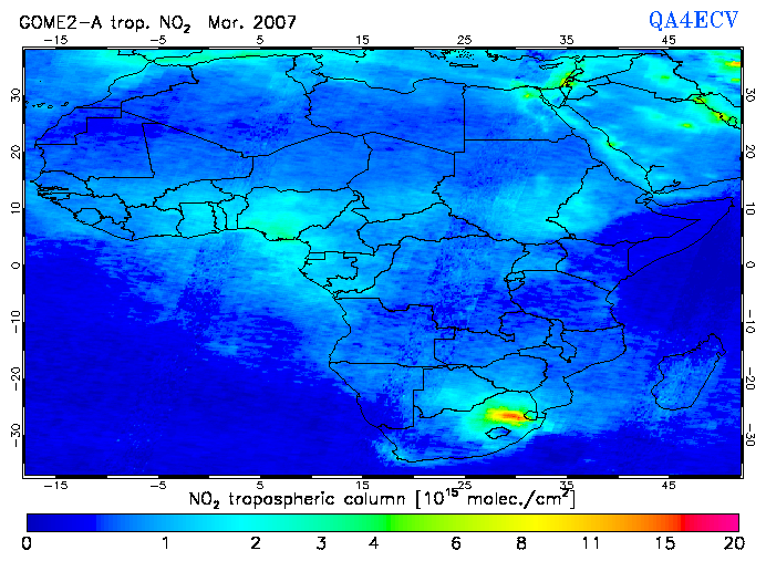 Regional Tropospheric NO2 of March 2007