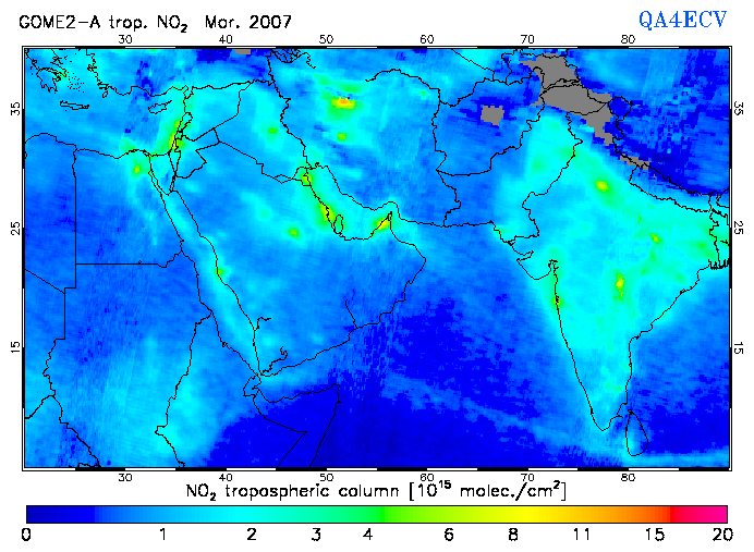 Regional Tropospheric NO2 of March 2007