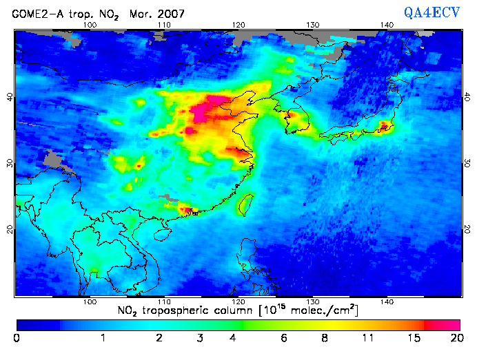 Regional Tropospheric NO2 of March 2007