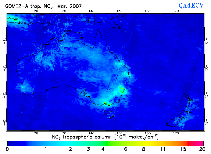 Regional Tropospheric NO2 of March 2007