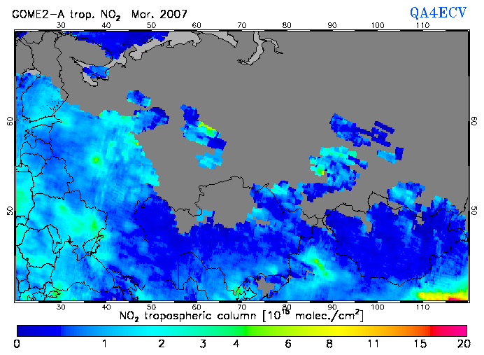 Regional Tropospheric NO2 of March 2007