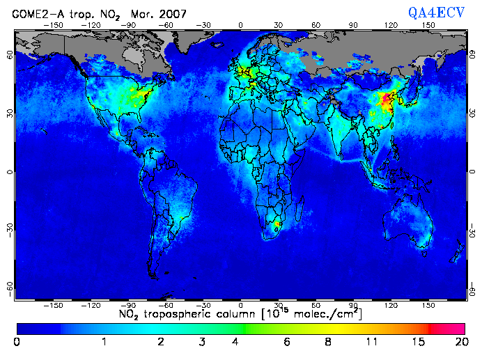 Regional Tropospheric NO2 of March 2007