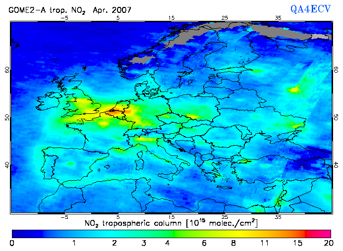 Regional Tropospheric NO2 of April 2007
