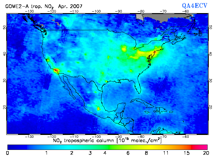 Regional Tropospheric NO2 of April 2007