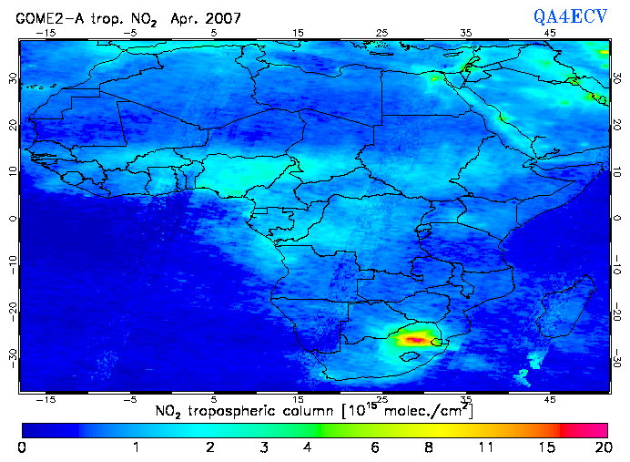 Regional Tropospheric NO2 of April 2007