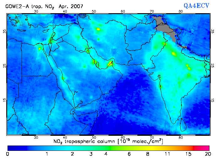 Regional Tropospheric NO2 of April 2007