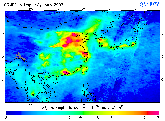 Regional Tropospheric NO2 of April 2007
