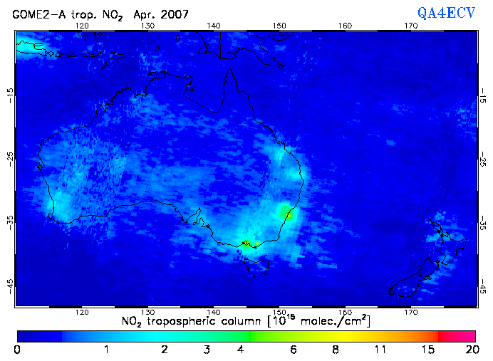 Regional Tropospheric NO2 of April 2007