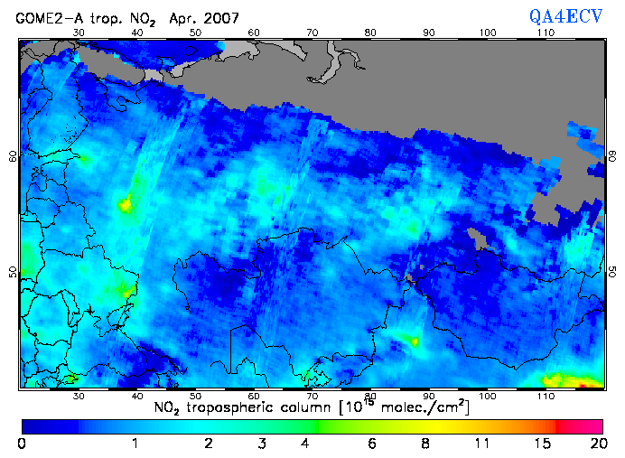 Regional Tropospheric NO2 of April 2007
