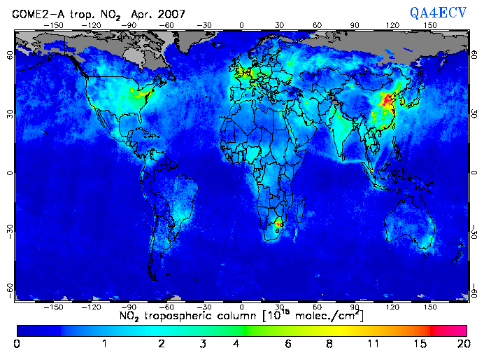 Regional Tropospheric NO2 of April 2007