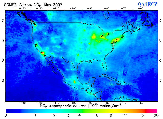 Regional Tropospheric NO2 of May 2007