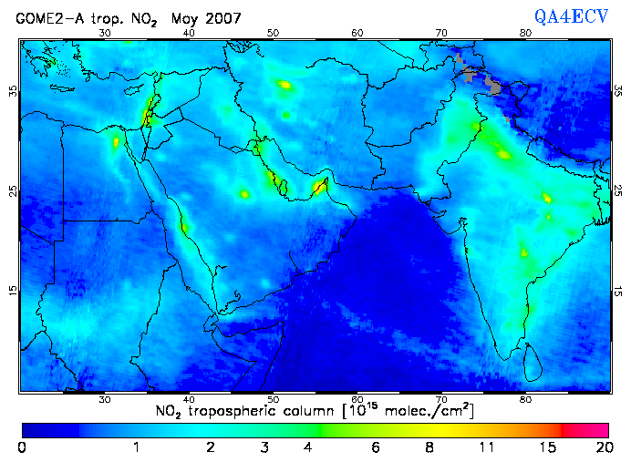 Regional Tropospheric NO2 of May 2007